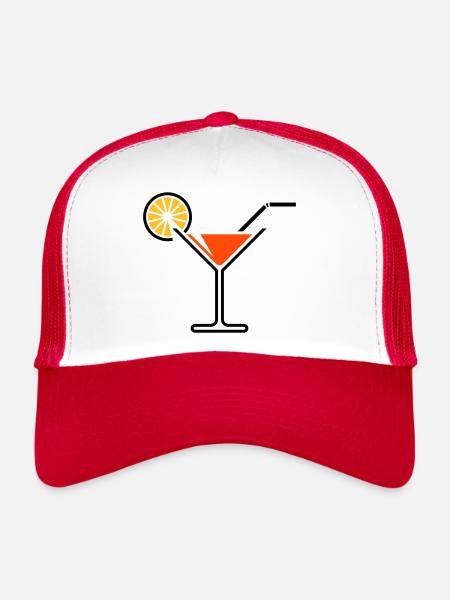 Cocktail Glass / Martini Glass + (Orange) - Trucker Cap - white/red - Front