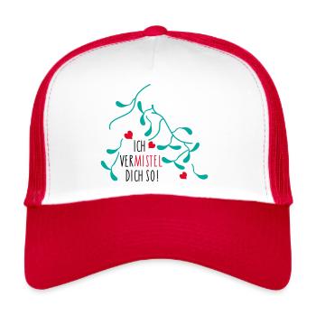 Mistelzweig Liebe für Paare - Trucker Cap - Weiß/Rot - Vorne