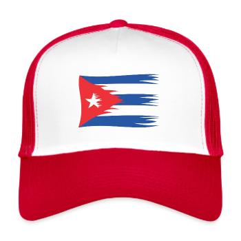 Cuba drapeau Cuba libère Cuba cuban - Casquette trucker  - blanc/rouge - Devant