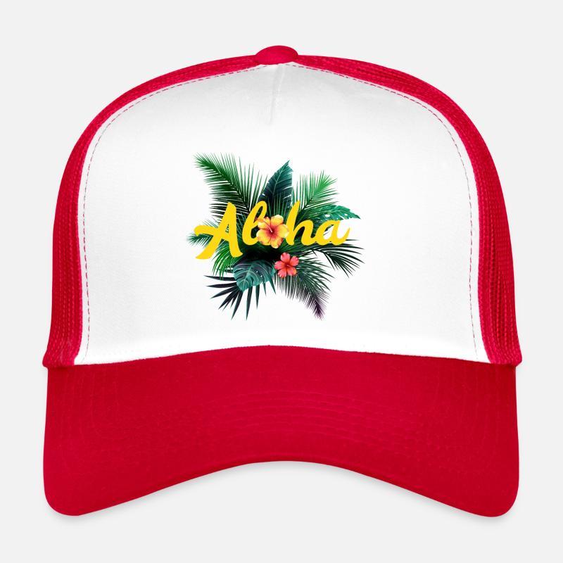 ALOHA TROPICAL - Casquette trucker  - blanc/rouge