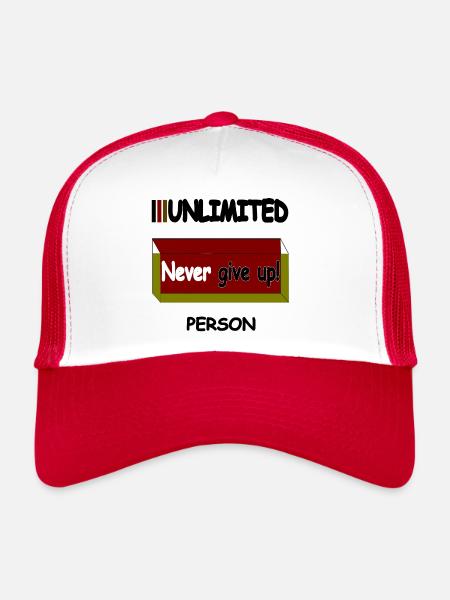 Never give up - Trucker Cap - white/red - Front