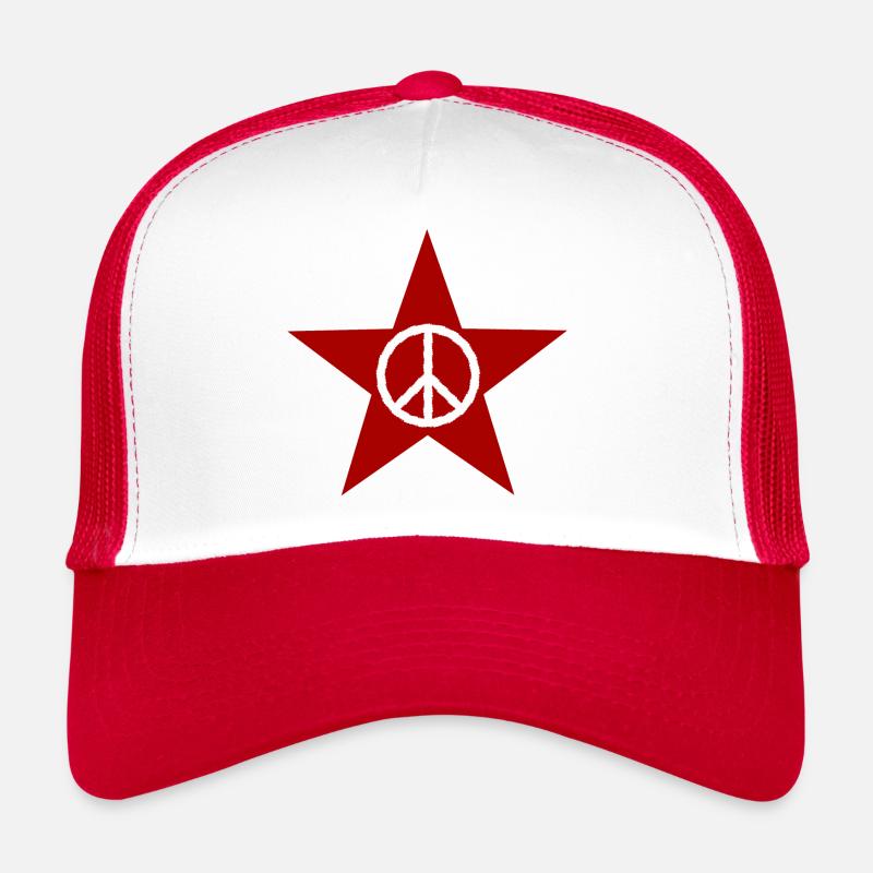 RedPeaceStar - Trucker Cap - Weiß/Rot