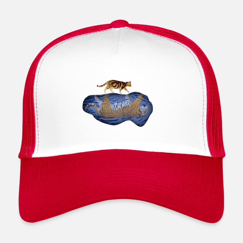 Cat vs tiger reflection puddle Trucker Cap