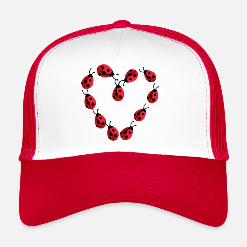 Marienkäfer Glückskäfer Herz - Trucker Cap - Weiß/Rot