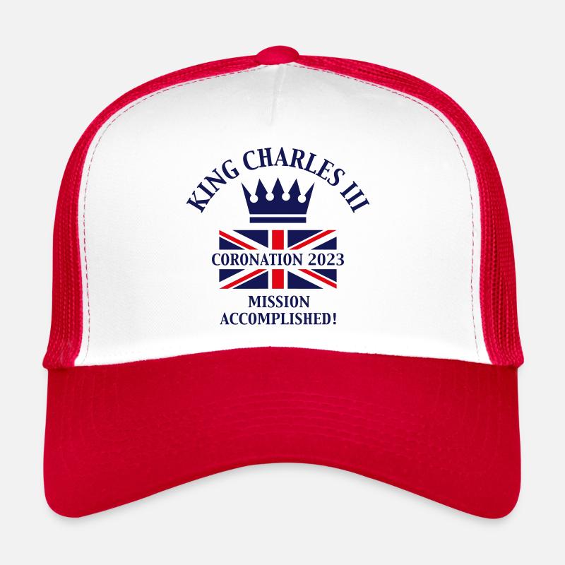 King Charles 3rd / Mission Accomplished (Navy) - Trucker Cap - Weiß/Rot