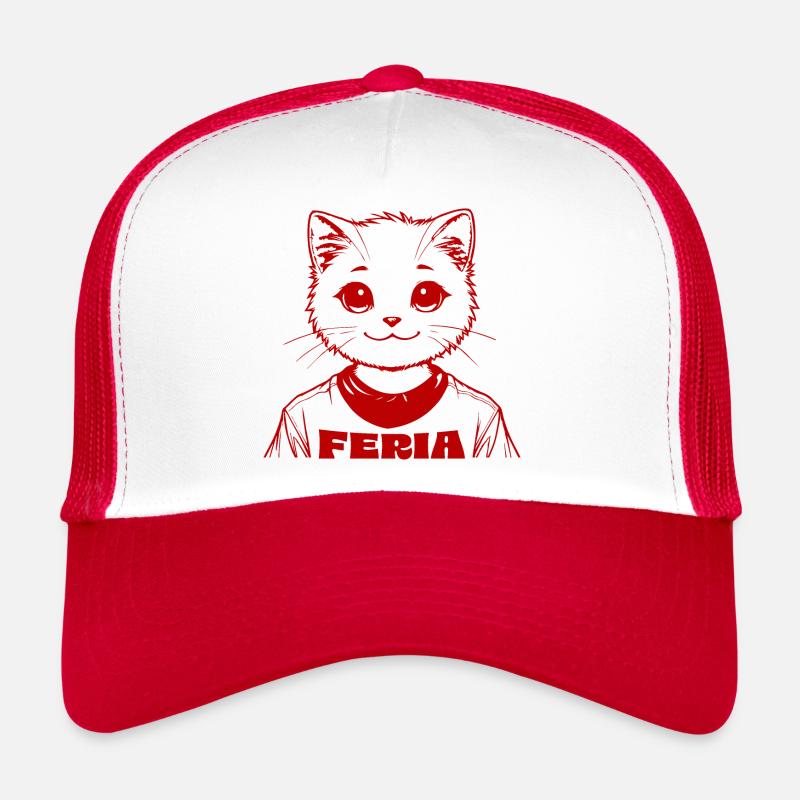 Feria chat - Casquette trucker - blanc/rouge