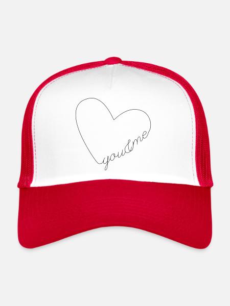 Ligne de cœur Toi et moi - Casquette trucker  - blanc/rouge - Devant