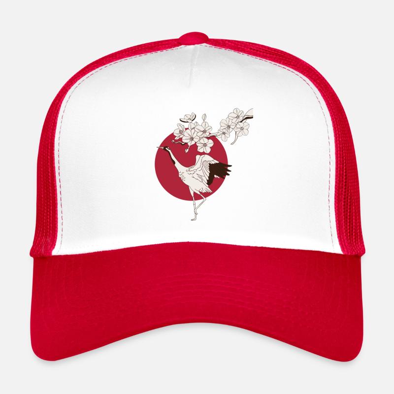 Japanischer Kranich mit Sakura Trucker Cap