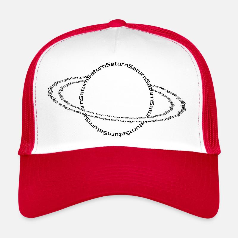 Saturn mit Ringen Grafik aus Text gebaut Trucker Cap