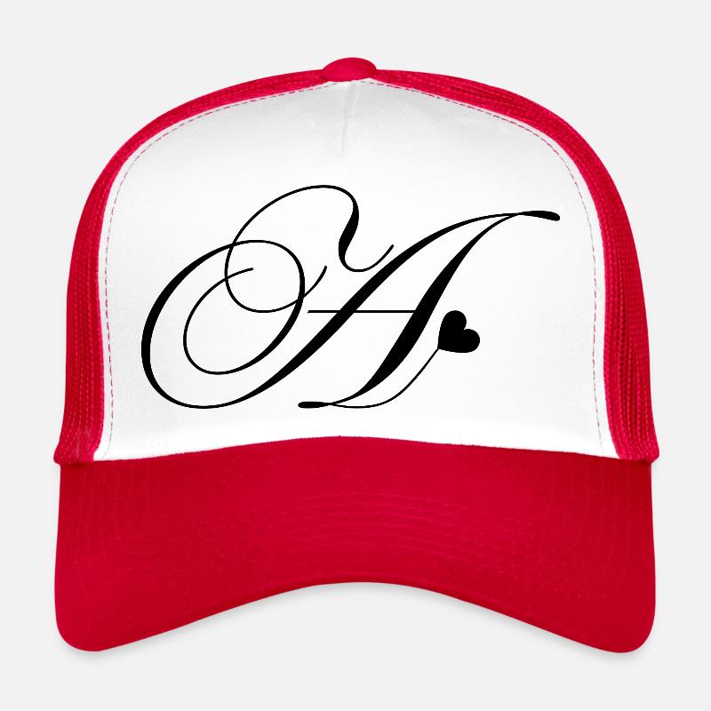 Brief-zu-Herz-Kalligraphie - Trucker Cap - Weiß/Rot
