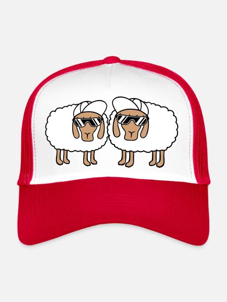 Deux Mouton Lunettes de Soleil 2 Cappy Cap Été Crew - Casquette trucker  - blanc/rouge - Devant