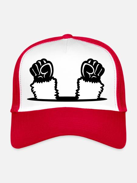 Les poings de lama soulèvent le trou de sol de la rébellion des singes - Casquette trucker  - blanc/rouge - Devant