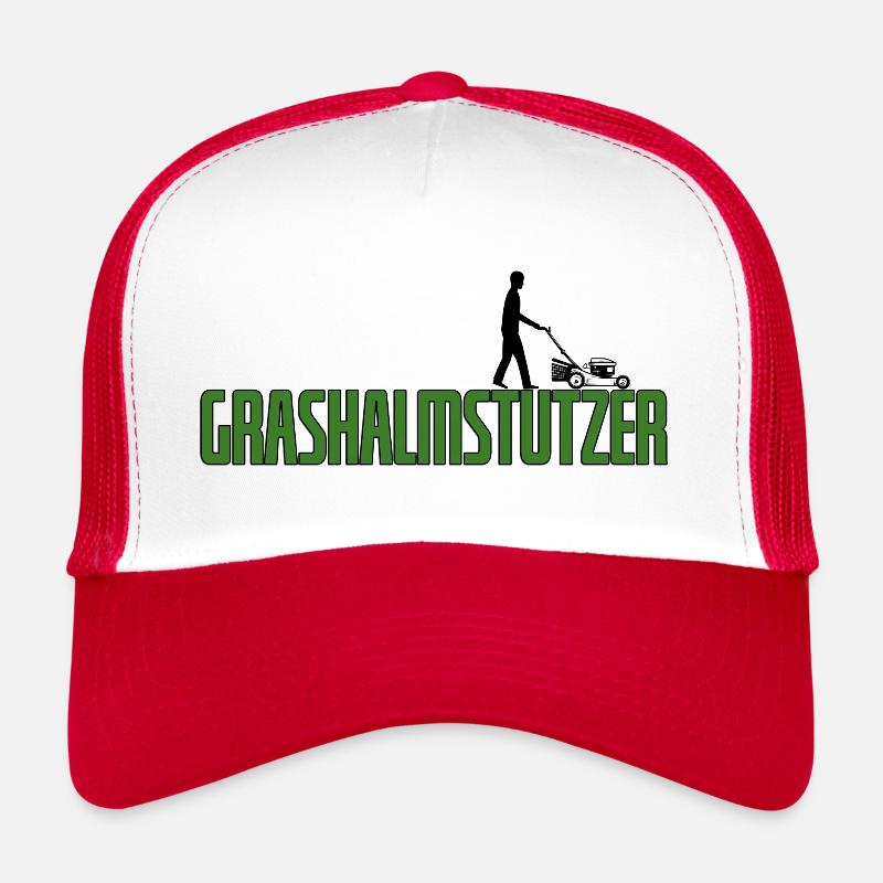 Grashalmstutzer Rasenmäher Gärtner Geschenkidee - Trucker Cap - Weiß/Rot
