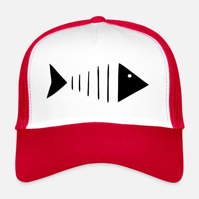 Fischgräte Fisch Angler Fischer - Trucker Cap - Weiß/Rot