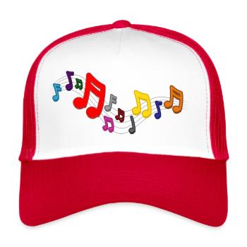 Musical sheet music notes pattern. Music - Trucker Cap - white/red - Front