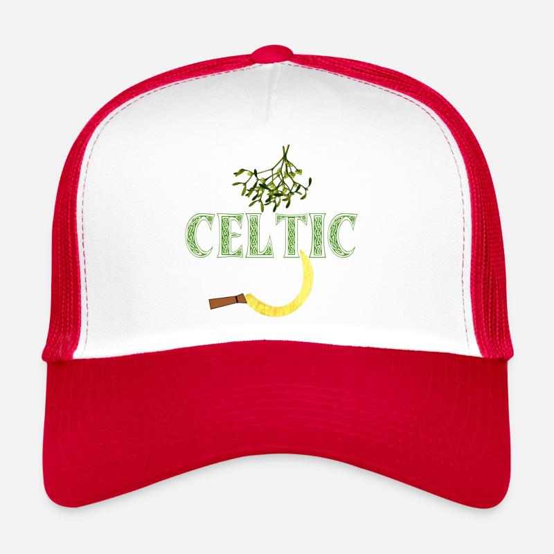 celtic lettering with mistletoe and sickles Trucker Cap