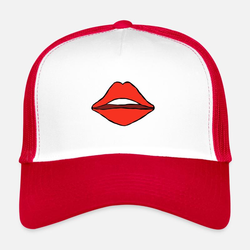 bouche rouge cadeau lèvres baiser langue dents style Casquette trucker 