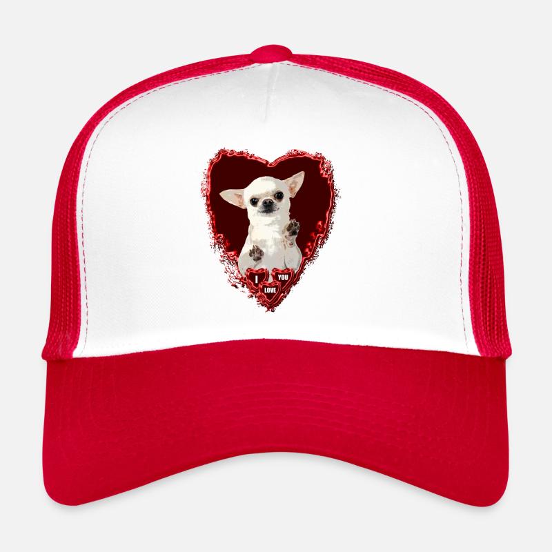 Maman ma mère aime les Chihuahuas saint valentin - Casquette trucker  - blanc/rouge