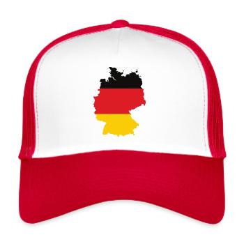 Carte de l'Allemagne avec le drapeau à l'intérieur - Casquette trucker  - blanc/rouge - Devant
