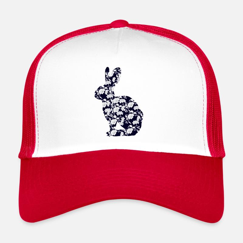 Flowery rabbit - Trucker Cap - white/red
