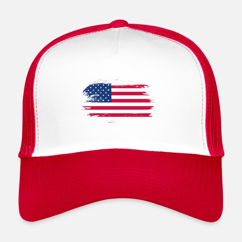 USA Flagge Geschenkidee - Trucker Cap - Weiß/Rot