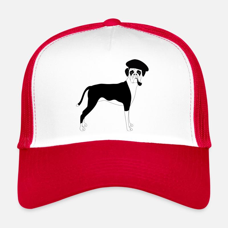 Boxer Dog Smoking Pipe mit Baskenmütze Trucker Cap