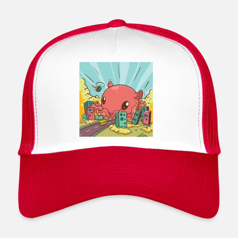 Poulpe éléphant mignon arrive en ville Casquette trucker 