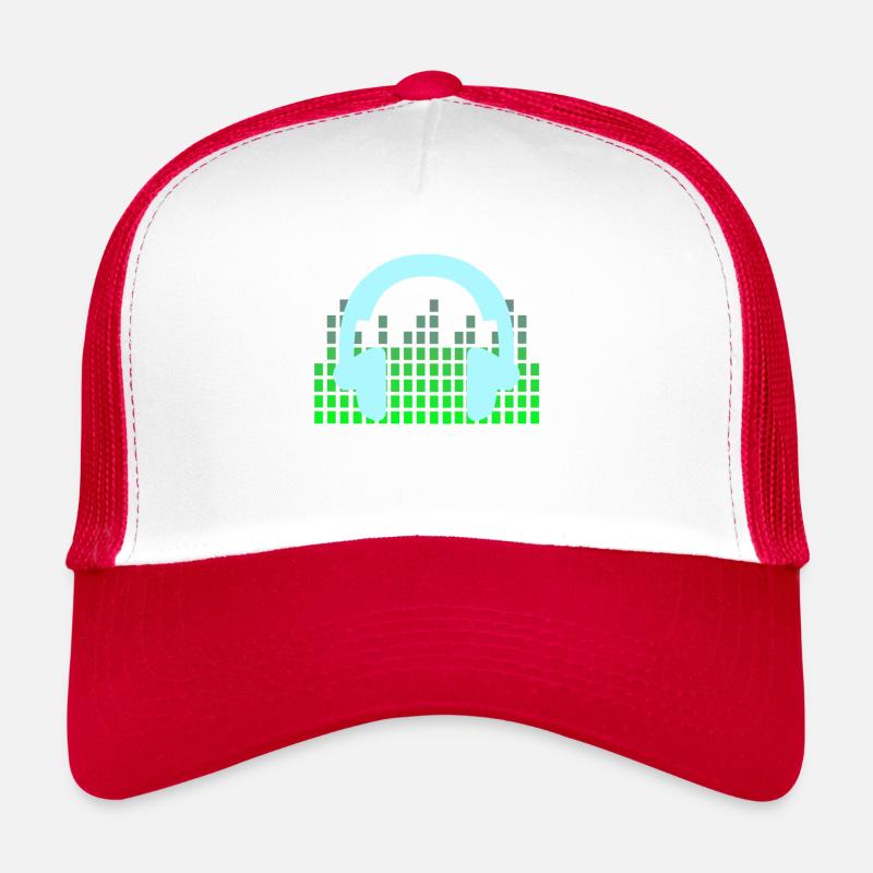 DJ Musik Disco Kopfhörer - Trucker Cap - Weiß/Rot