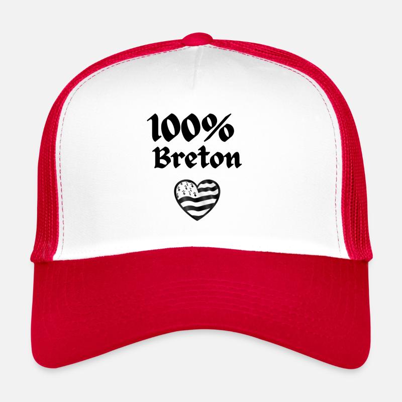 100% Breton - Trucker Cap - white/red