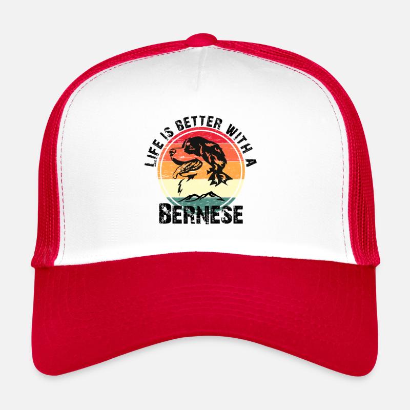 Das Leben ist besser mit einem bernese - Trucker Cap - Weiß/Rot