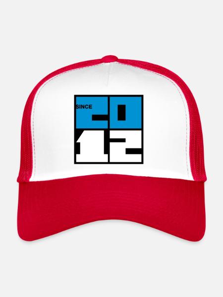 2012 Année de naissance. Cherchez votre année dans ma boutique - Casquette trucker  - blanc/rouge - Devant