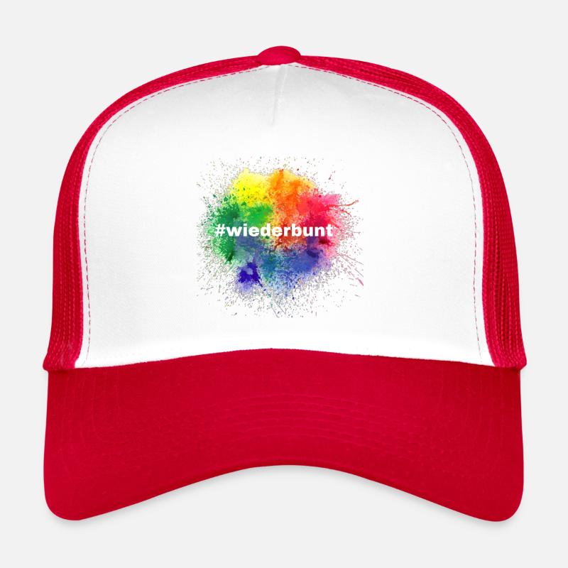 Wiederbunt - white - Trucker Cap - Weiß/Rot