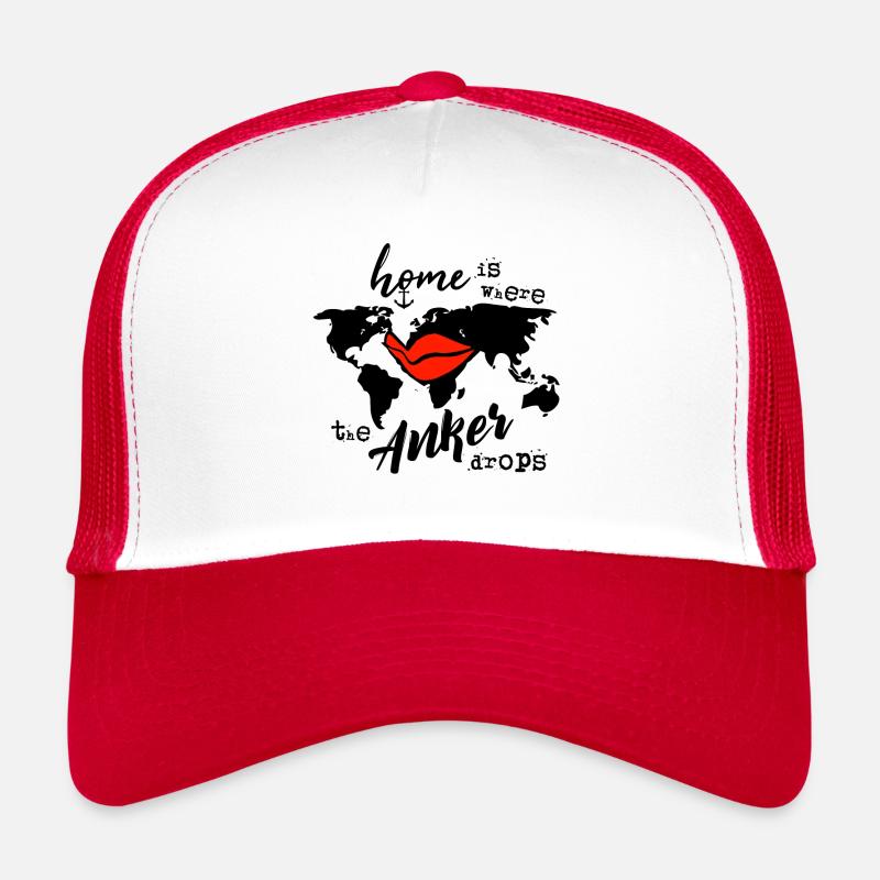 home is where the anker drops - Trucker Cap - Weiß/Rot