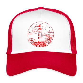 Lighthouse in storm Rot SVENPAINT - Trucker Cap - white/red - Front