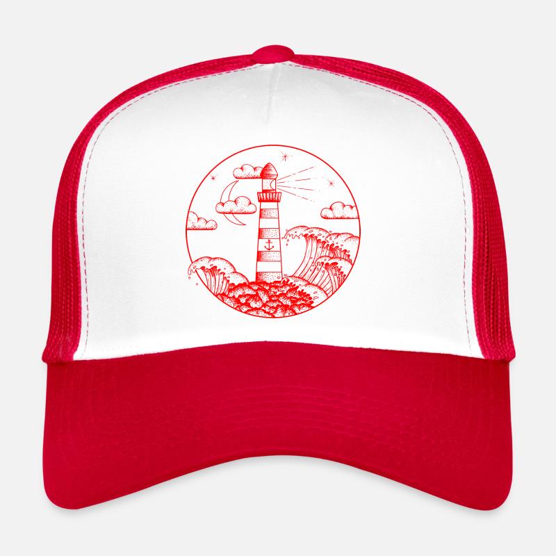 Leuchtturm im Sturm Rot SVENPAINT - Trucker Cap - Weiß/Rot