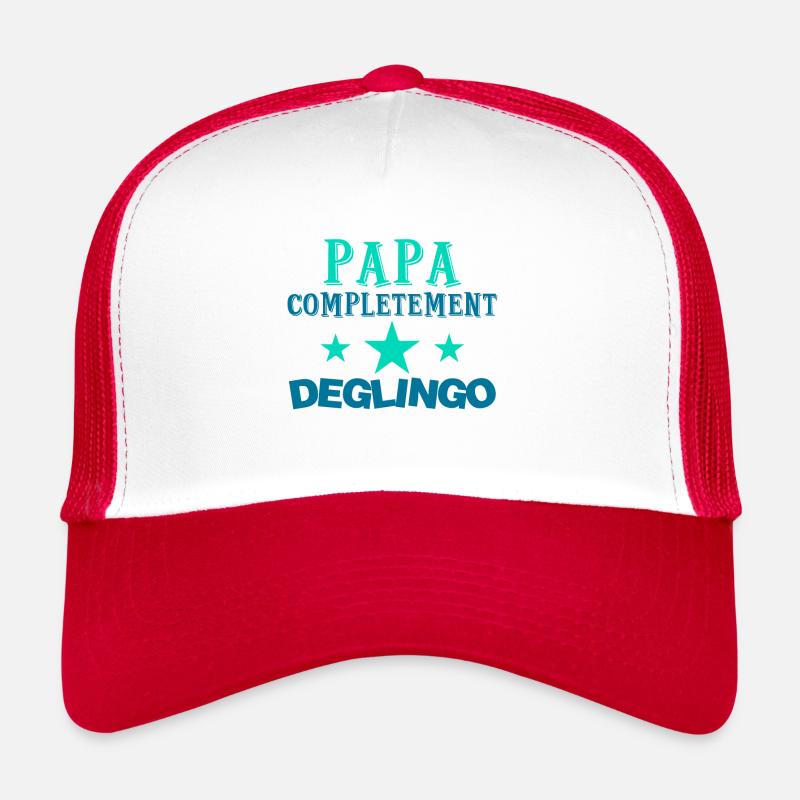 Papa completement deglingo - Casquette trucker  - blanc/rouge