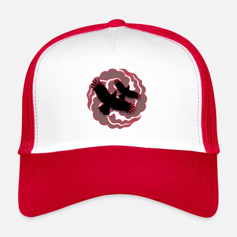 Logo Manga red / gray clouds & crow Trucker Cap