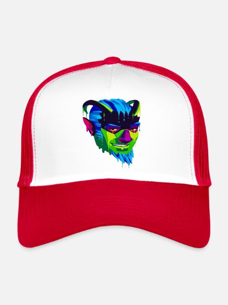 A Beautiful and Funny Satyr Satan Design - Trucker Cap - white/red - Front