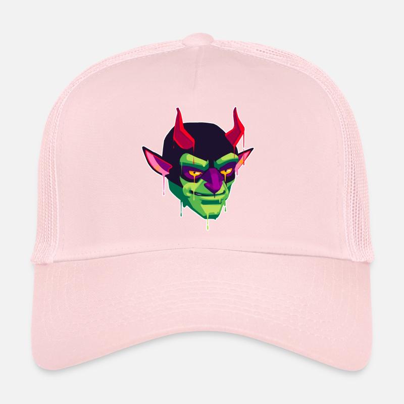 A Beautiful and Creepy Devil and Satan Design Trucker Cap