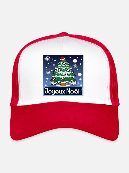 Sapin de Noël Football Festif - Casquette trucker  - blanc/rouge - Devant