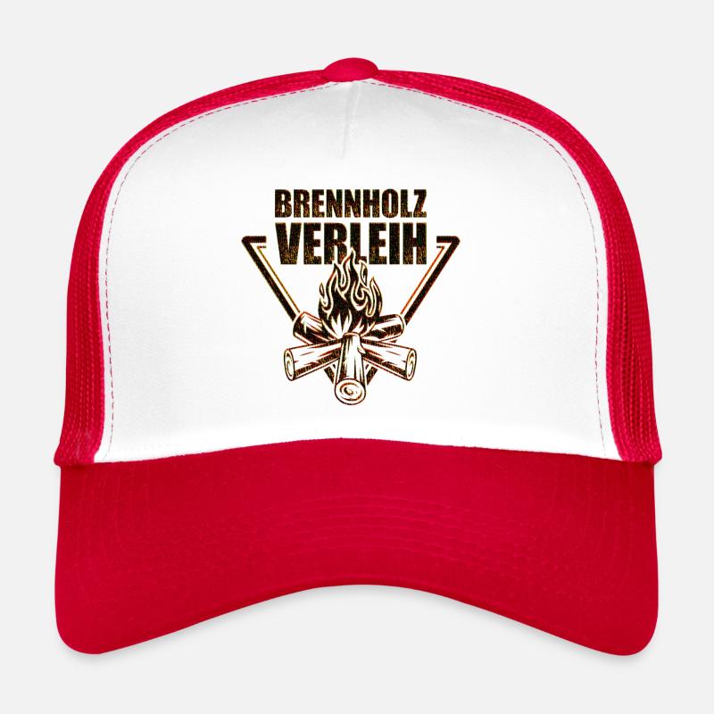 Brennholz Verleih Feuer Code - Trucker Cap - Weiß/Rot