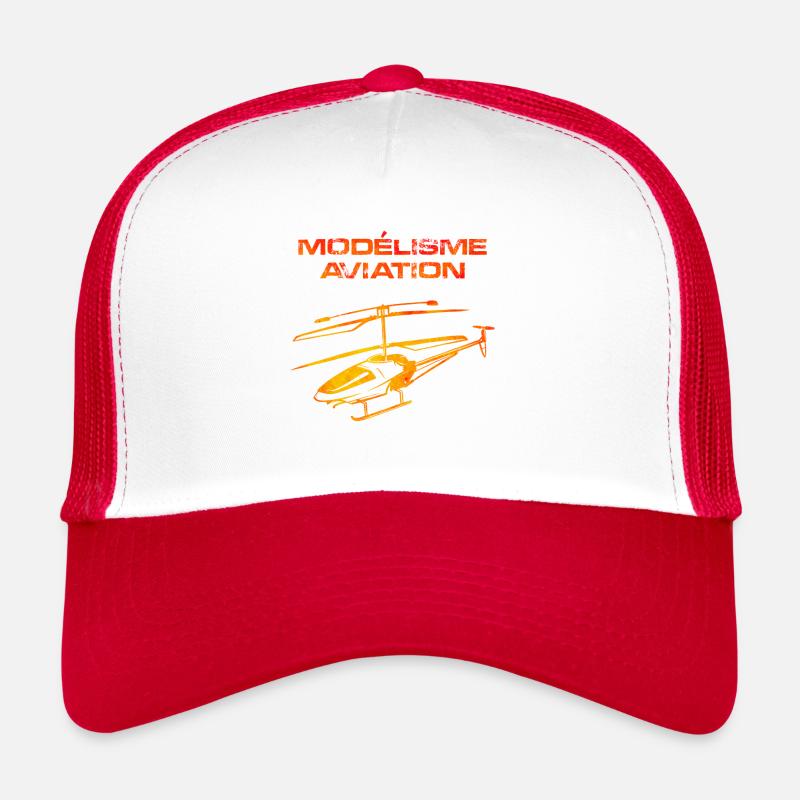 Modélisme aviation hélicoptère - Casquette trucker  - blanc/rouge