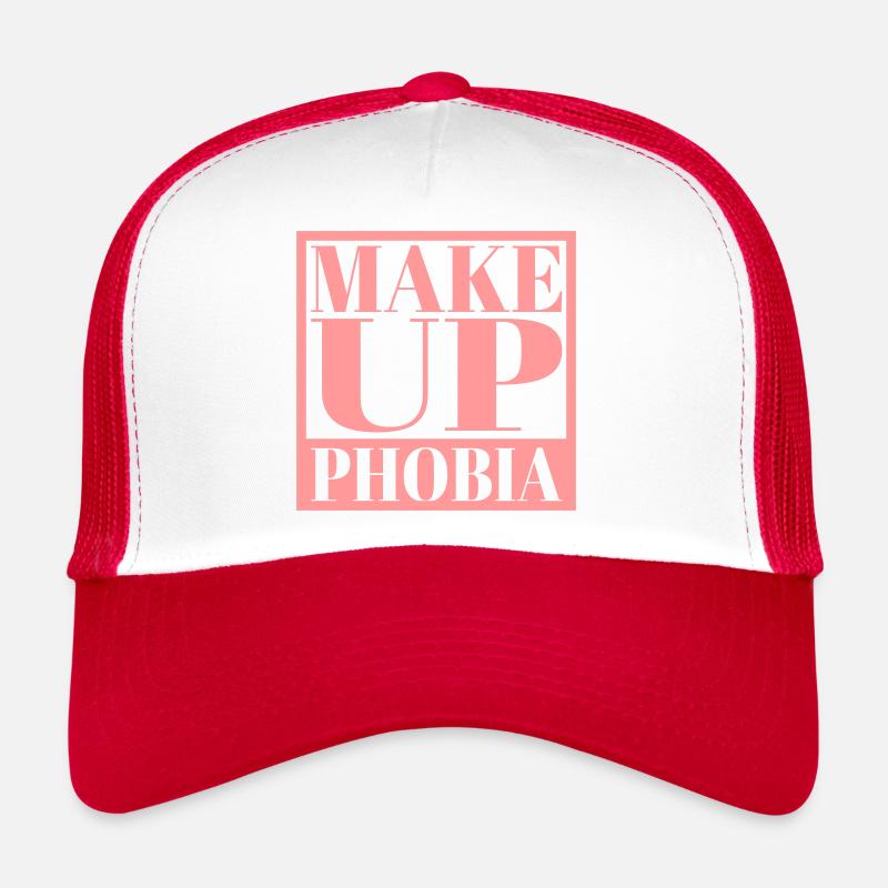 Make Up Phobia | Kein Make-Up | Farbe änderbar - Trucker Cap - Weiß/Rot