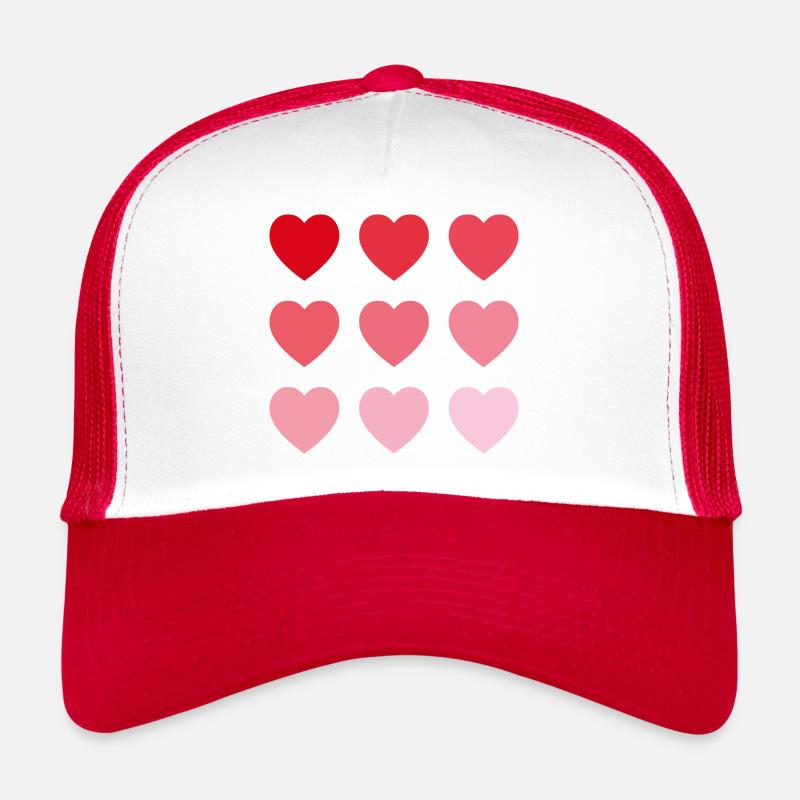 Red and Pink Hearts Trucker Cap