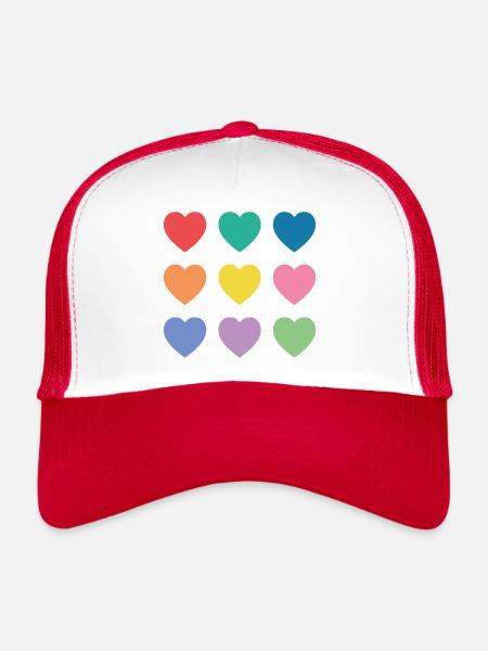 Multicolour hearts - Trucker Cap - white/red - Front