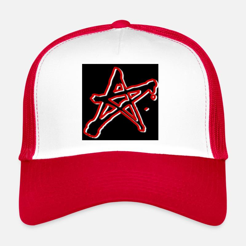 Pentagramm (Zeichen) - Abbild - 2023 - Trucker Cap - Weiß/Rot