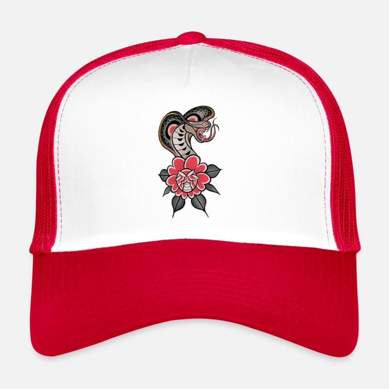 Serpent tradi old-school style tattoo coloré Casquette trucker 