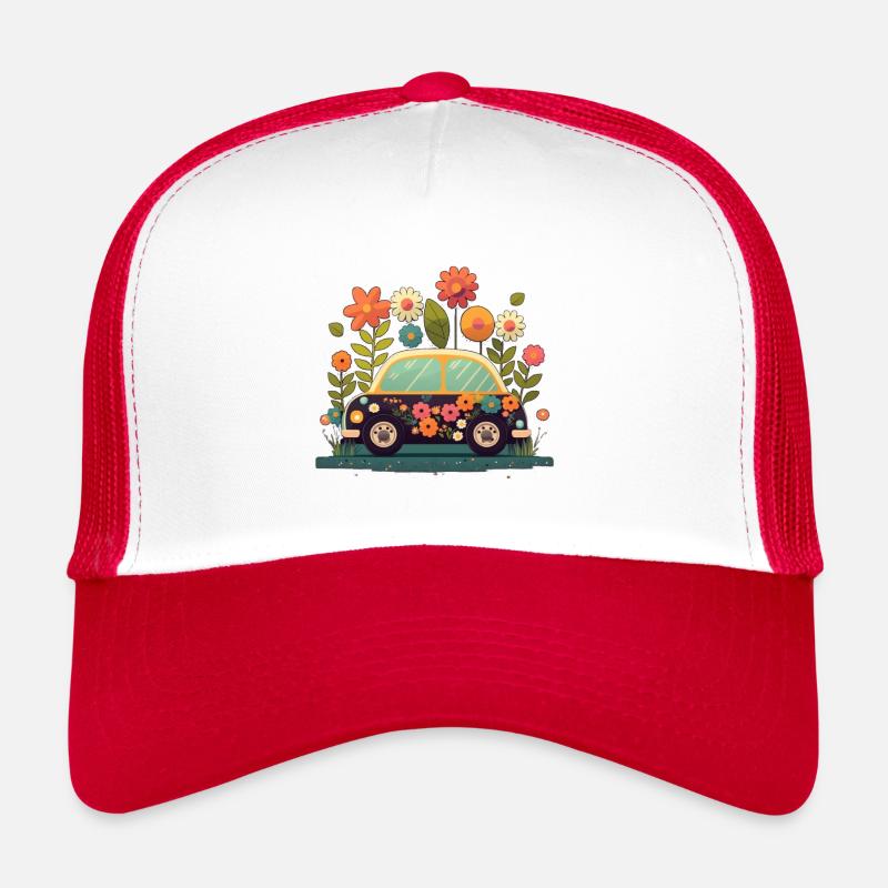 Jolie voiture de fleurs 3 Casquette trucker 