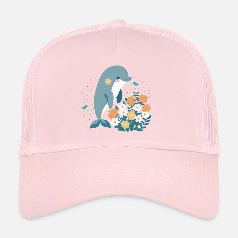 Charmant dauphin dans la mer de fleurs 3 Casquette trucker 