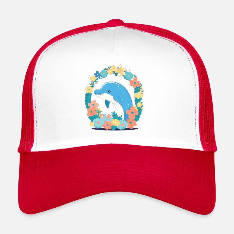 Charmanter Delfin im Blumenmeer 1 Trucker Cap